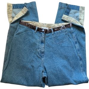 J. JILL High Waisted Velvet Trimmed Denim Jeans I’m Vintage Wash - SZ 12 NWT